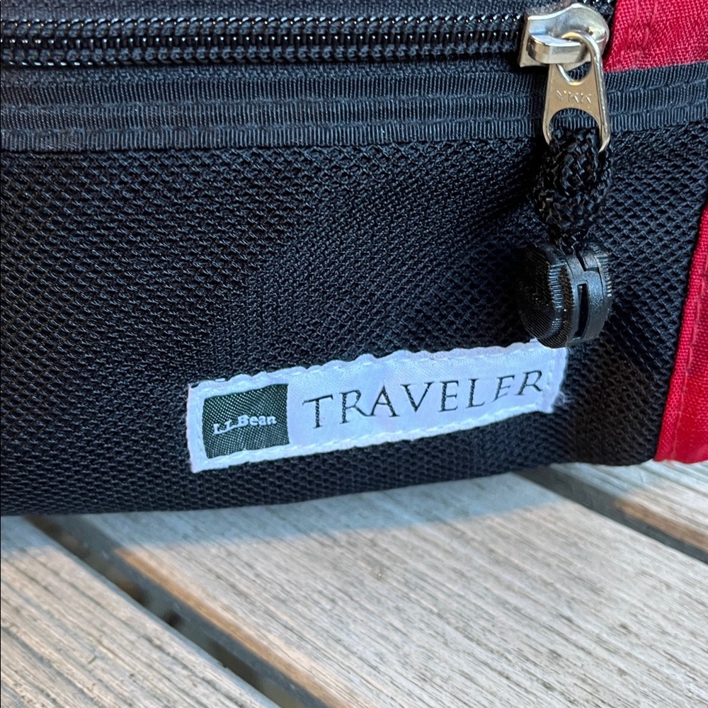 Vintage LL Bean traveler adventure travel wide Duffel Bag Breeders Cup Red Black - Picture 2 of 11